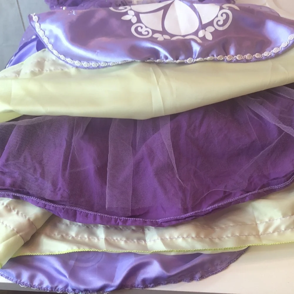 Purple Embellished Costume Layered Dress Princess Sophia 130- 5/6 Plus Free Doll - Picture 11 of 16